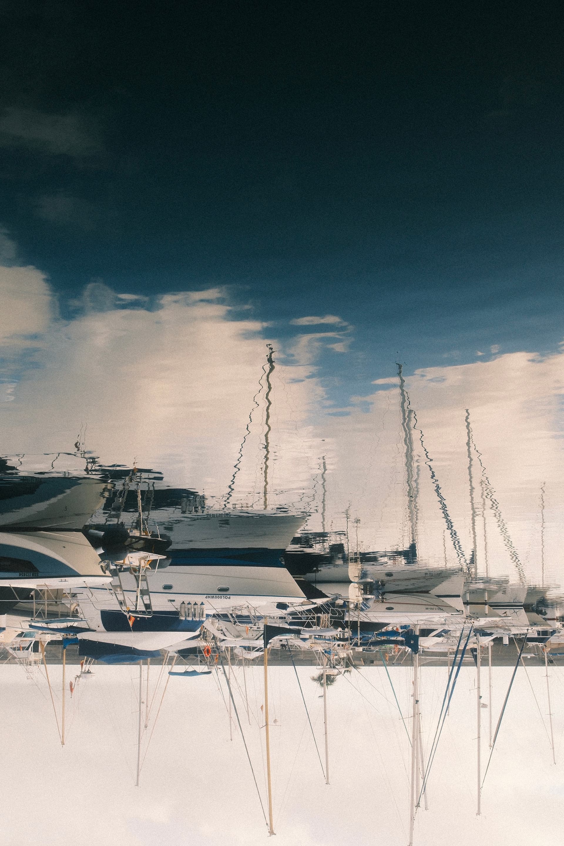 Boats reflected in Lanzarote marina