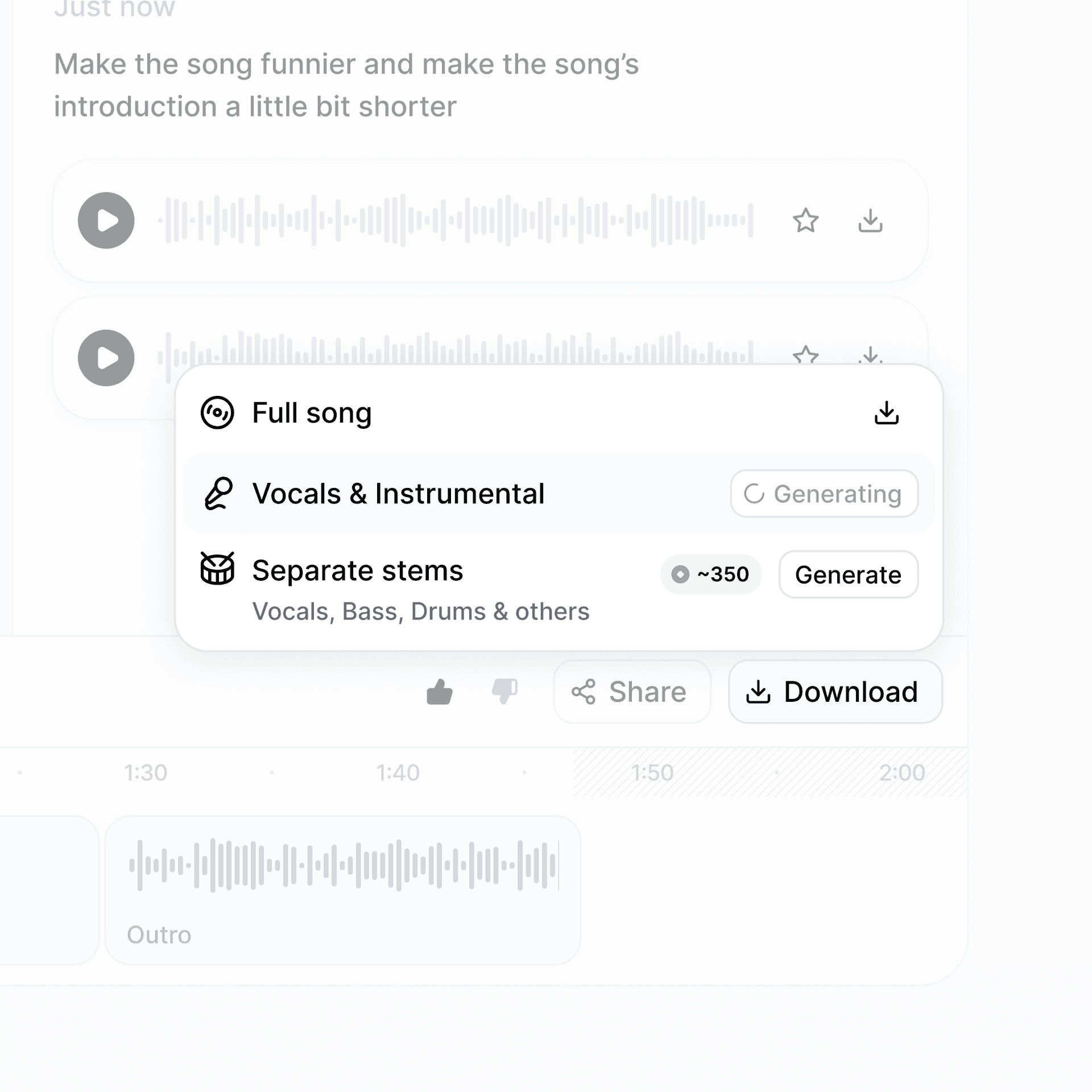 ElevenLabs music stem download and separation